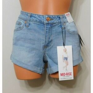 JR4 Celebrity Pink Juniors' Blue Mid Rise Cuffed Denim Shorts - Size 0